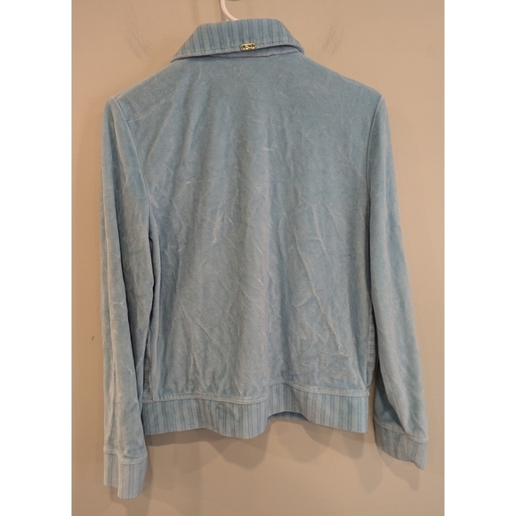 St. John Sport Light Blue Velvet Full Zip Jacket Size 2 - Picture 5 of 8